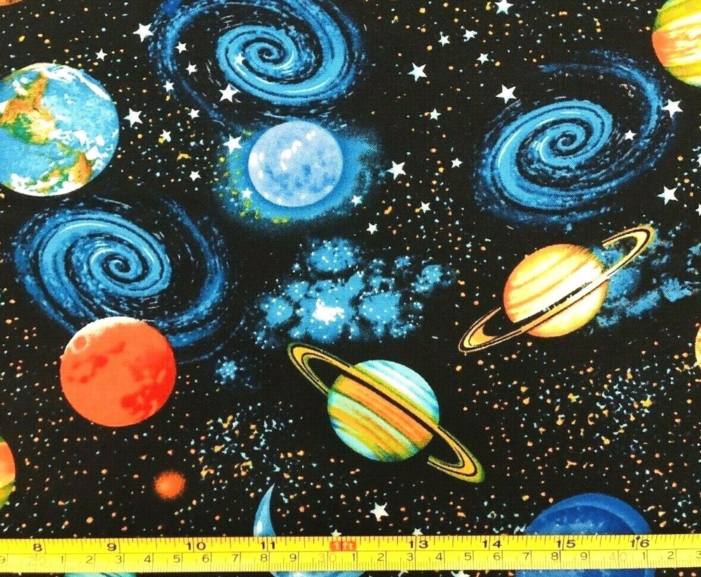 Tina Scrap Solar System Planets Outer Space Fabric 100% Cotton NASA 9″x21″