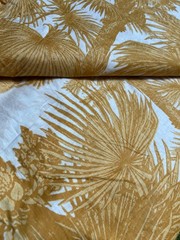 Indian Cotton Hand Block Beige Forest Dressmaking, Sewing Running Fabric 7 Yards