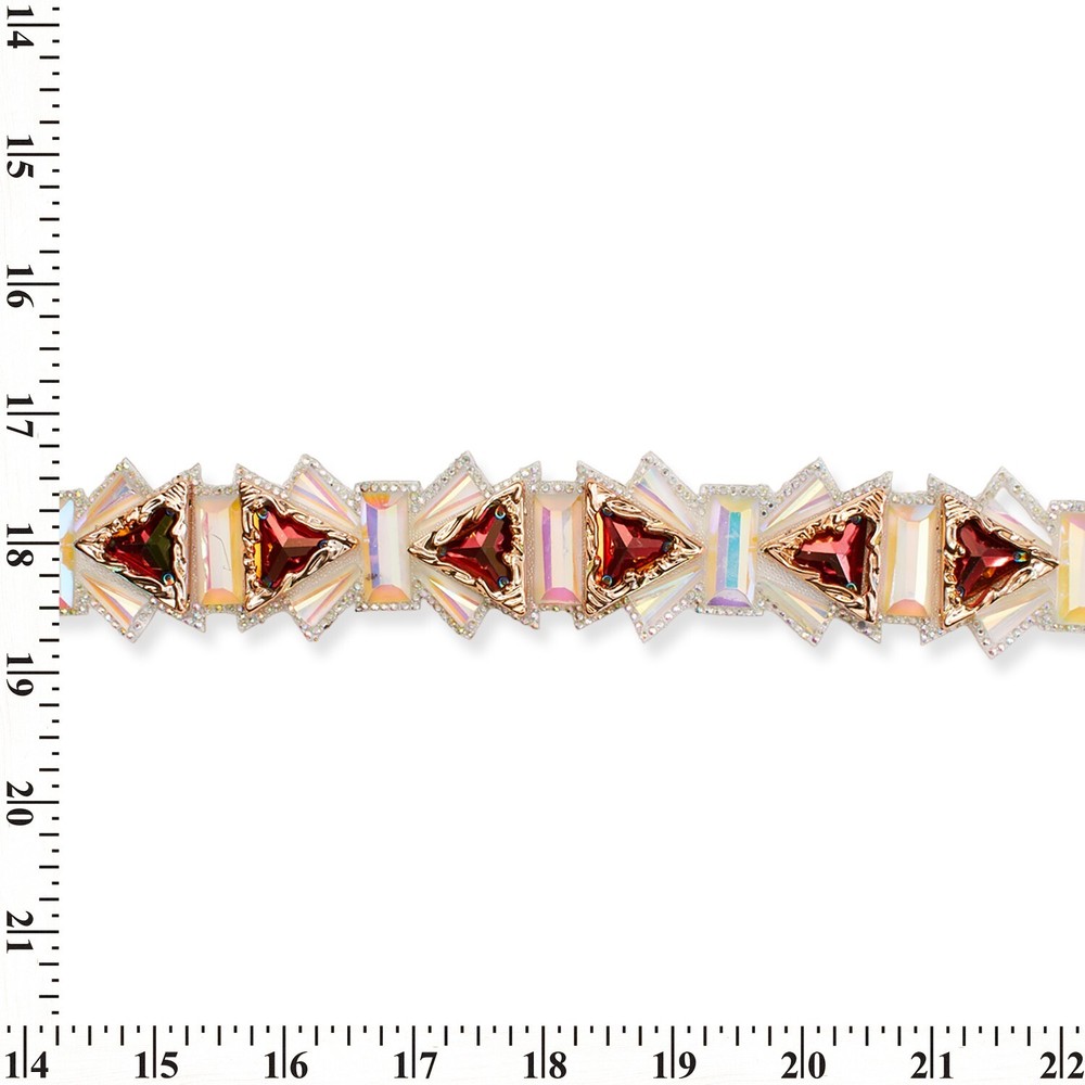 Triangular Resin Rhinestone Iron On Gel Backed Trim Sold By The Yard