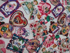 VTG LOVE NOTES 3 Hi-Fashion Fabric IVORY/MULTI Cotton by the 1/2 Yd VALENTINE