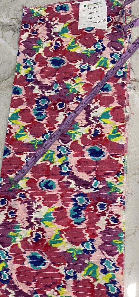 19″ by 54″ wide colorful fabric with metallic accent threads PINK FUSION FLORAL