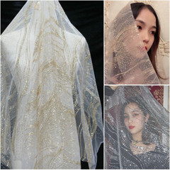 Glitter Tulle Mesh Fabric Bronzing Material for Wedding Dress DIY By Metre