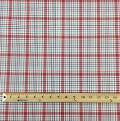 8.75 Yard Cut of Red, Blue and White Check Plaid Home Decor Fabric