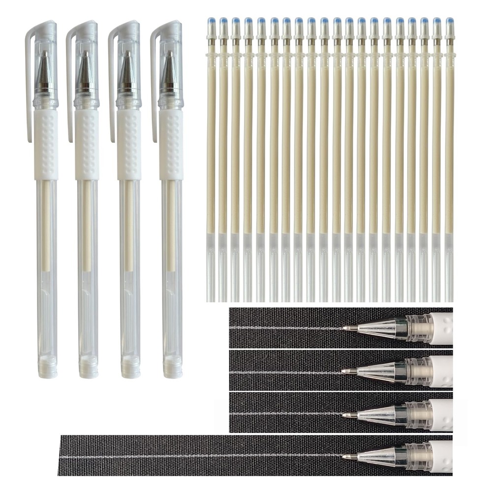 Dinggaogao 4 Heat-Erasable Fabric Pen Barrels with 4 Count (Pack of 1), white