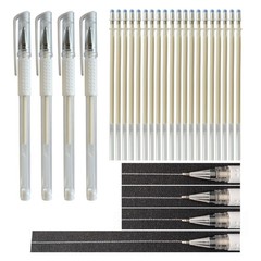 Dinggaogao 4 Heat-Erasable Fabric Pen Barrels with 4 Count (Pack of 1), white