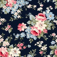 5 yds VINTAGE FLORAL Quilting Fabric Reproduction Print #62