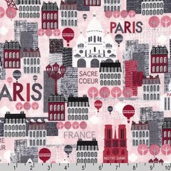 ROBERT KAUFMAN “HELLO PARIS” PARIS Pink by the 1/2 yard