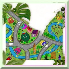 Kids Hand-Drawn Play Mat Fabric 36×58 inches