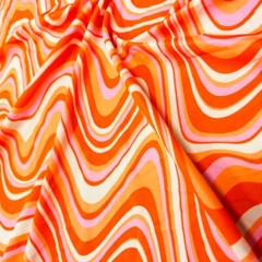 Retro Orange Printed Nylon Spandex Fabric 4 Way Stretch for Swimwear
