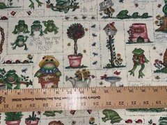By 1/2 Yd Vintage Frog Dianna Marcum Froggy Went a Courtin Cotton Fabric Marcus