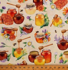 Cotton Honey Flowers Food Vanilla Fabric Print by Yard D383.57