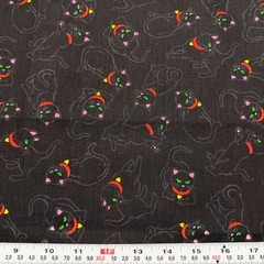 Vintage Wamsutta Halloween Black Cat Silhouette Cotton Blend Remnant 15″ x 45″
