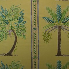 BRAEMORE PALM ISLAND SUNSHINE YELLOW PALM TREE LINEN FABRIC BY YARD 54″W