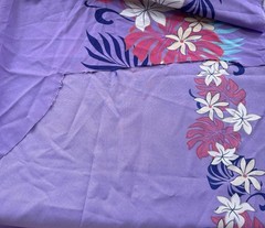 Vintage Floral Fabric Silky Purple Tropical Polyester Fabric Metallic 44″L x 58″