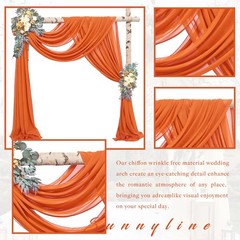 4 PCS Wedding Arch Draping Fabric 20 Ft x 28 Inch Orange Chiffon Sheer Drapes