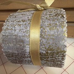Jelly Roll 2.5 X 42” Gray With Gold Metallic Cotton Roll
