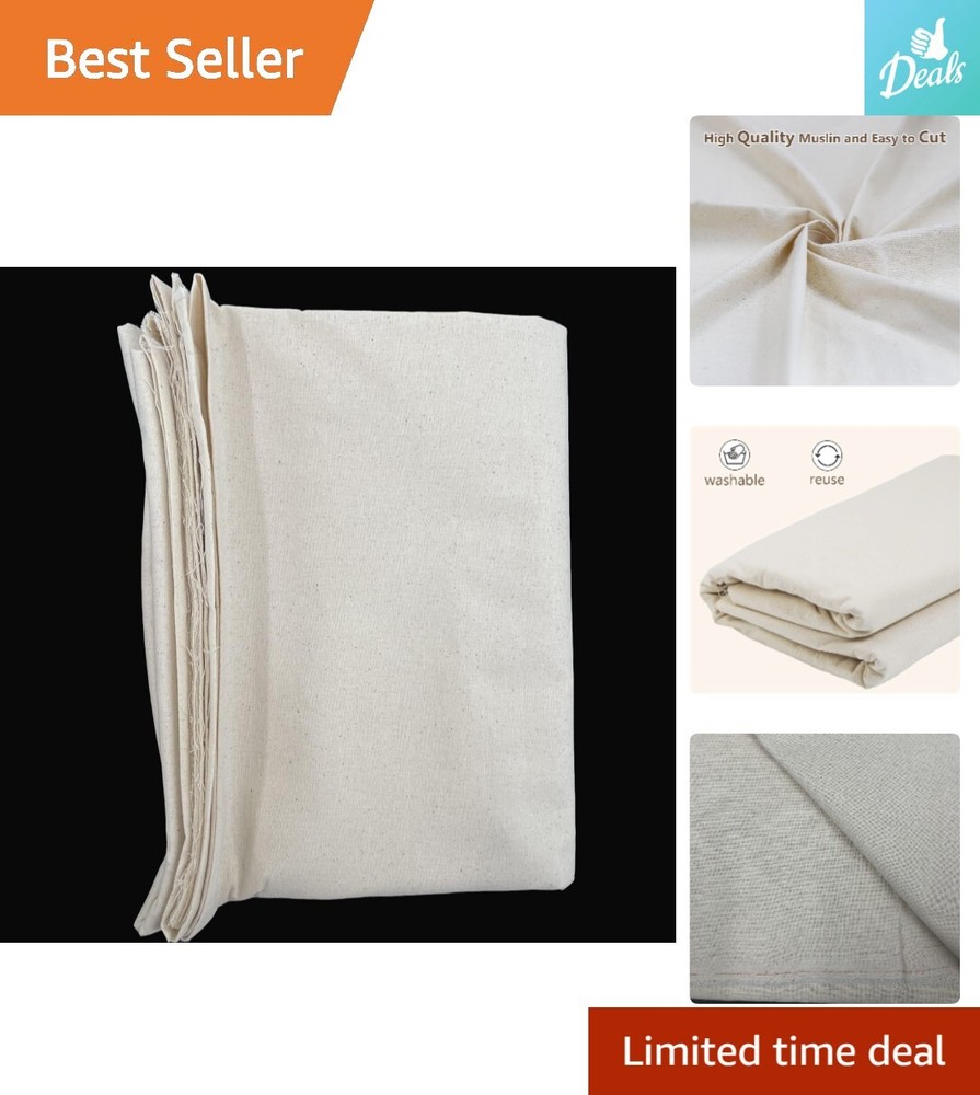 100% Cotton Muslin Fabric – 63″ x 2,5,10 Yards – Unbleached Material for Sewing