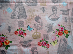Buttercream For Joann Fabrics Silhouettes of Queen Ladies & Roses Quilt Fabric