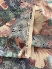 VTG 80s Stanley King Hibiscus Floral Fabric Screen Print Blue Pink Green 57 X 84