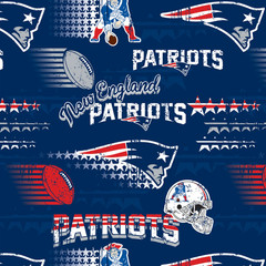 NFL – New England Patriots Blue Cotton Fabric – 18″ x 58″ –