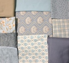 5 lb 4 oz Box of Assorted Fabric Scraps – Browns, Grays, Light Blue FSBTB116