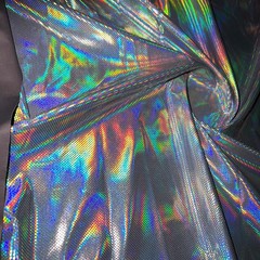 Silver Mirror Hologram Metallic Reflection Stretch Spandex by Yard for Swimwear