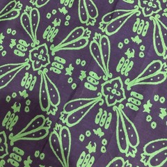 Vibrant Green Blue Ethnic Seamless Pattern Boho Floral Fabric 52x 34 1.44 Yards