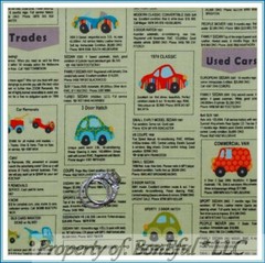 BonEful Fabric FQ Cotton Quilt Newspaper Antique Car Van Truck Antique Vehicle S
