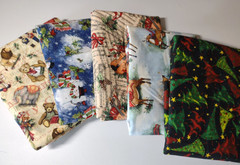 Cotton Quilt Fabric Lot of 5 Christmas Holiday Winter Susan Winget Prints 6+ yds