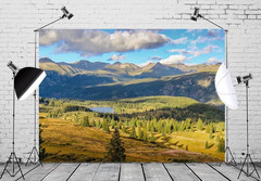 BELECO 7X5Ft Soft Fabric Colorado Mountains Lake Backdrop Pine Trees Forest Land