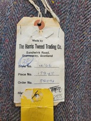 Vintage Harris Tweed Wool Fabric about 4 Yds Herringbone Woven In Scotland