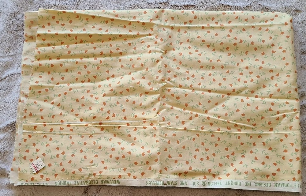 1 yd+ Vtg 1981 Wellman Fabrics 41″ x 56″ An American Legacy Floral Dupont Teflon