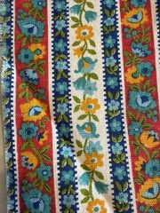 2x Vtg House N Home Fabrics Pieces Bright Primary Floral Stripe Flower 27″x49″