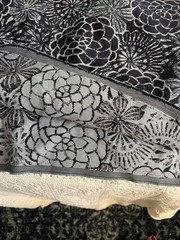 Indoor/Outdoor Decorator Upholstery Fabric Navy White Floral 4.25 yds x 60″