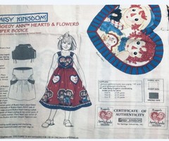VTG Daisy Kingdom Raggedy Ann & Andy Hearts & Flowers Panel & Skirt SZ 4 Jumper