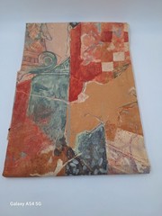 Abstract Mediterranean Artwork Texoprint Fabric Yellow Terracotta 50″L x 56″W +