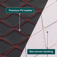 Quilted Leather Fabric w/ Foam Waterproof Car Headliner Upholstery Black Red