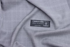 Lanificio Cerruti 130’s prestige wool suiting fabric light gray checks 5 meters.