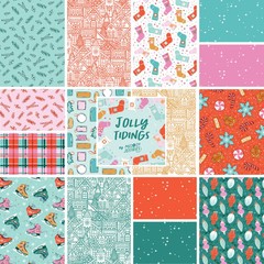 CLOUD9 – Jolly Tidings by Whim and Joy – Cookies Chaos – Red 1/4yd
