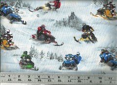 Elizabeth’s Studio ~ Realistic Snowmobiles Sleds ~ 100% Cotton Quilt Fabric BTY