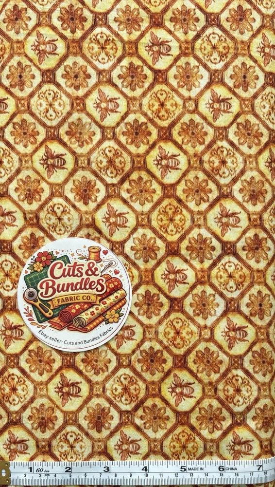 QT Fabrics Quilting Fabric by the 1/4 yard All the Buzz Honeycomb 30952 Bees