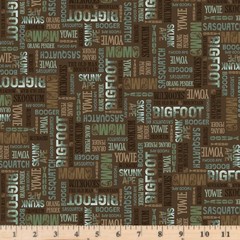 Bigfoot Country 4 Way Nicknames Green 6128 100% Cotton Fabric by the half yd