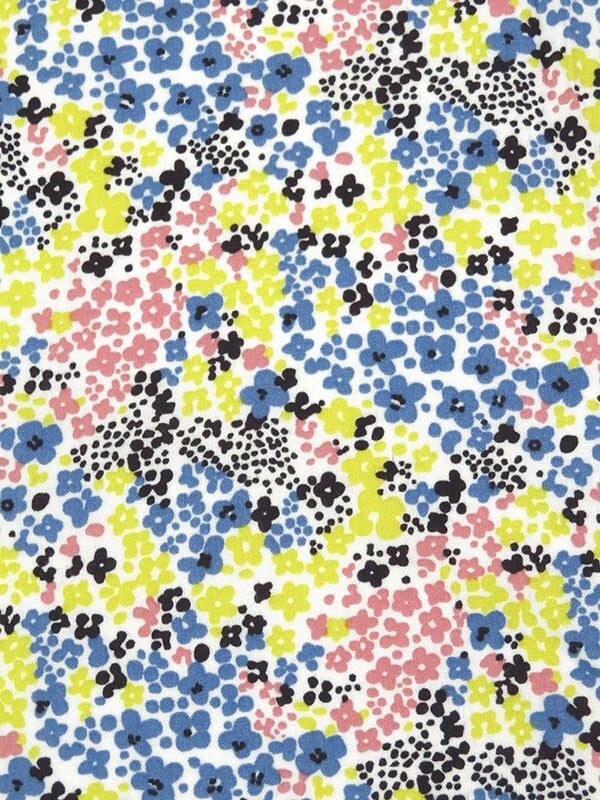Scattered Floral Rayon Challis Fabric Summer Flowers Mod By the Yard