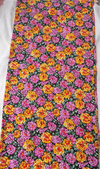 1 ¾ yd Floral RAYON FABRIC Cotton Blend Yellow Purple Green 60”x 65” Dress Craft