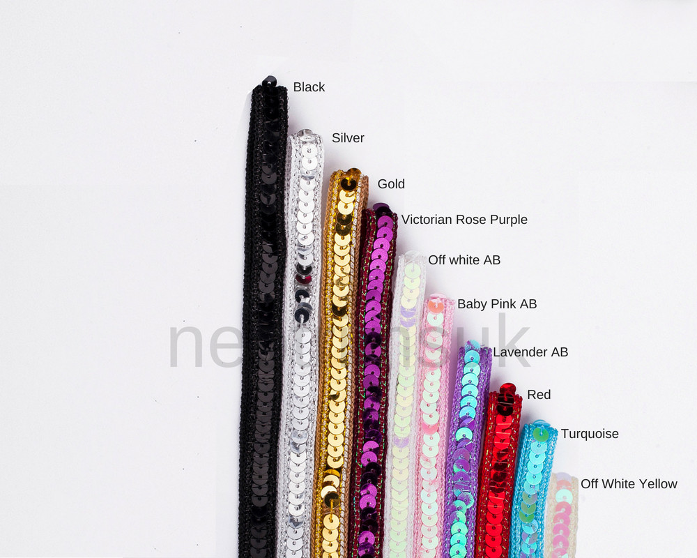 Sequin Ribbon Trimming Tape Border 10mm,Single Line Embellishment Neotrims