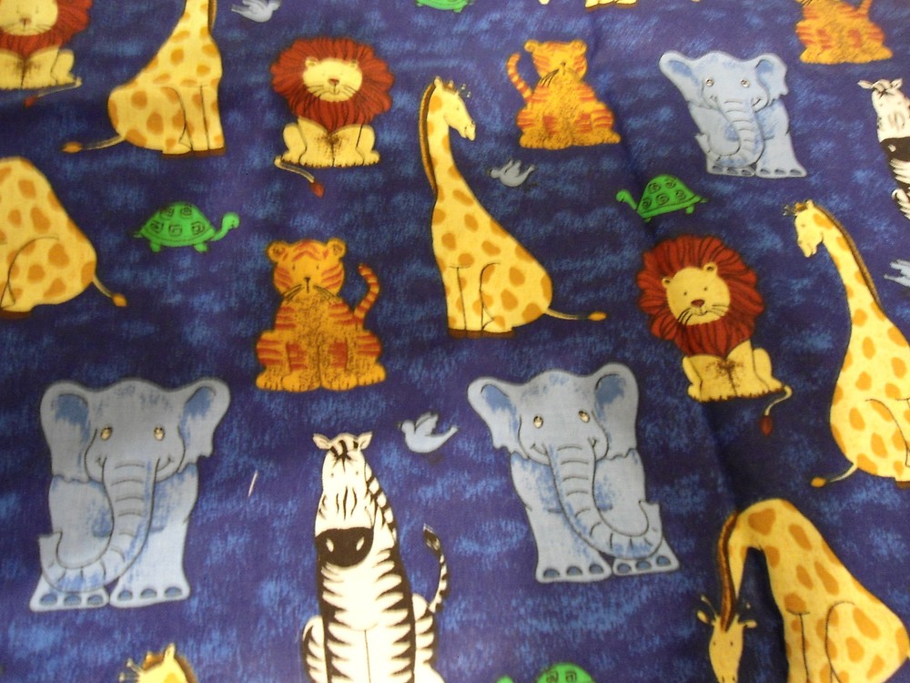 BLUE ARK ANIMALS ALL OVER FABRIC 1 YARD 44″ WIDE PLUS 15 INCHES