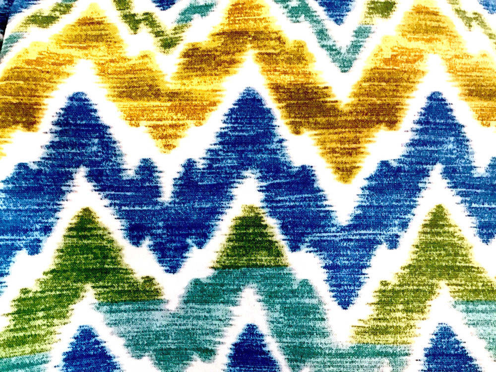 Millcreek Outdoor Patio Deck Fabric Chevron Tiago Blue Green 3.5 Yard Lot
