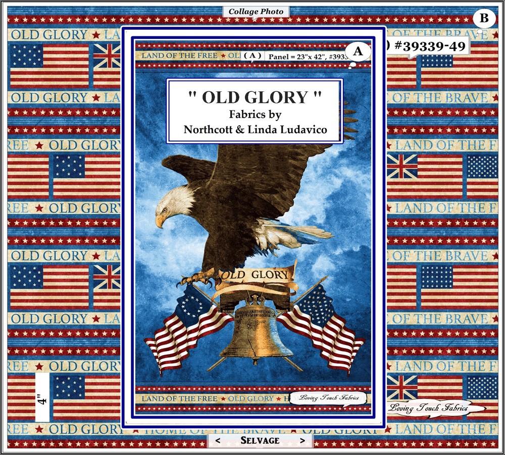OLD GLORY NORTHCOTT EAGLE AMERICAN FLAGS PATRIOTIC FABRICS