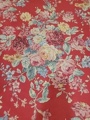 NEW RALPH LAUREN Red Floral Upholstery Fabric Cotton 2 1/4 YARDS (80″), UNCUT HT