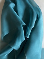 Mood Fabrics 100% Silk Organza Teal Blue 3+ Yards Couture Bridal Layering Fabric